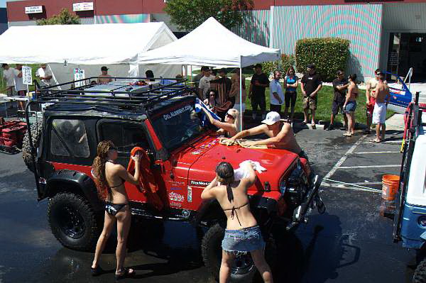 Del's Jeep getting a good washing