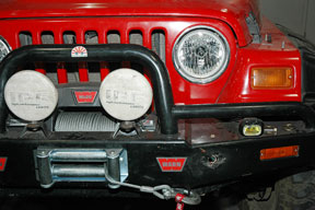 Winch, bumper and lights